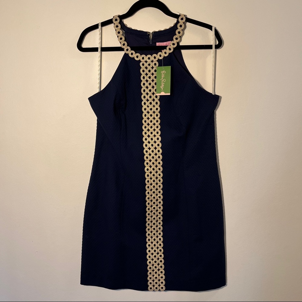 NWT! Navy and gold Lilly Pulitzer Sasha Shift Dress - Picture 1 of 3
